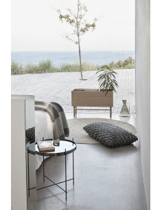 Jardinière moderne range magazines 80 cm en Bois MDF Naturel Placage chêne Ground - 1