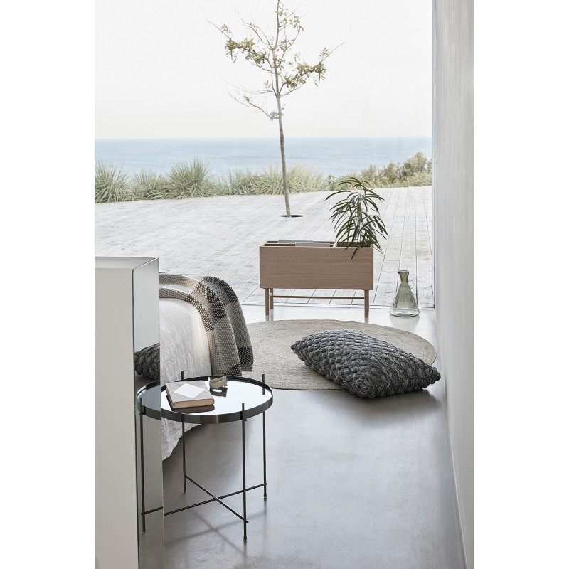 Jardinière moderne range magazines 80 cm en Bois MDF Naturel Placage chêne Ground - 1