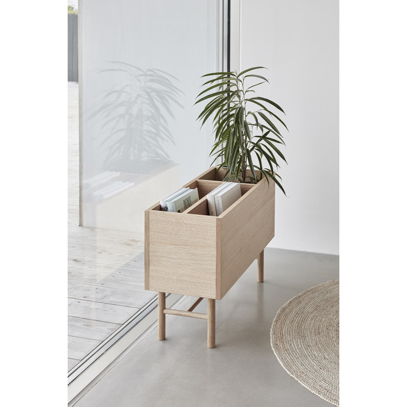 Jardinière moderne range magazines 80 cm en Bois MDF Naturel Placage chêne Ground - 2