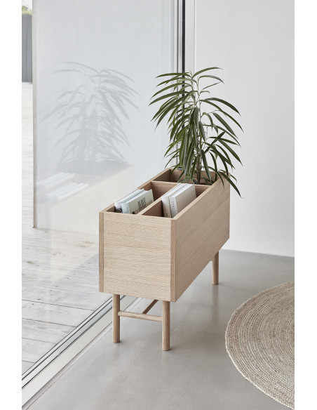 Jardinière moderne range magazines 80 cm en Bois MDF Naturel Placage chêne Ground - 2