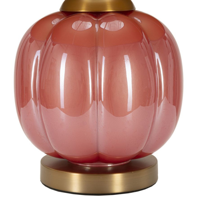 Lampe à poser moderne boule Hauteur 50 cm en Verre Rouge Tissu Bleu Métal Doré Helene 