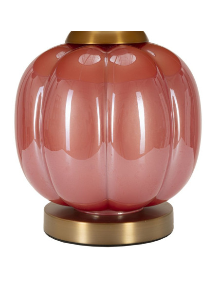 Lampe à poser moderne boule Hauteur 50 cm en Verre Rouge Tissu Bleu Métal Doré Helene 