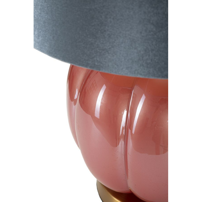 Lampe à poser moderne boule Hauteur 50 cm en Verre Rouge Tissu Bleu Métal Doré Helene 