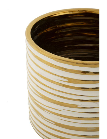 Cache-pot moderne Rond en Céramique Doré Blanc Blom (Lot de 2) 