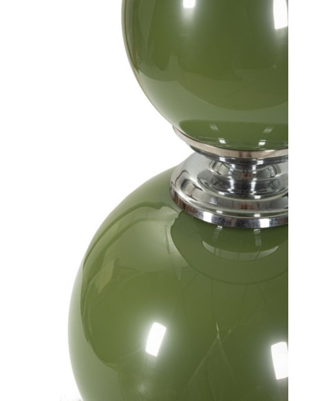 Grande Lampe à poser moderne chic Hauteur 61 cm en Verre Vert Tissu Marron Métal Argenté Eva 