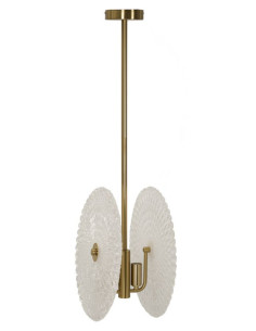 Suspension moderne chic 2 lampes en Verre Blanc Métal Doré Glass 