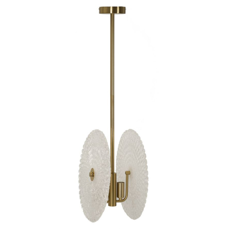 Suspension moderne chic 2 lampes en Verre Blanc Métal Doré Glass 