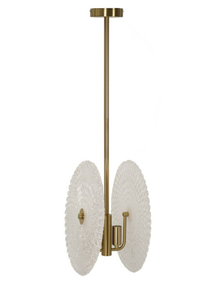 Suspension moderne chic 2 lampes en Verre Blanc Métal Doré Glass 