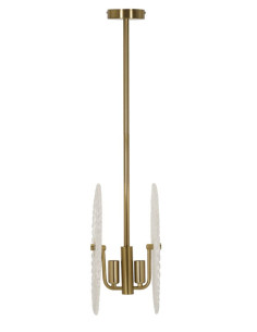 Suspension moderne chic 2 lampes en Verre Blanc Métal Doré Glass 