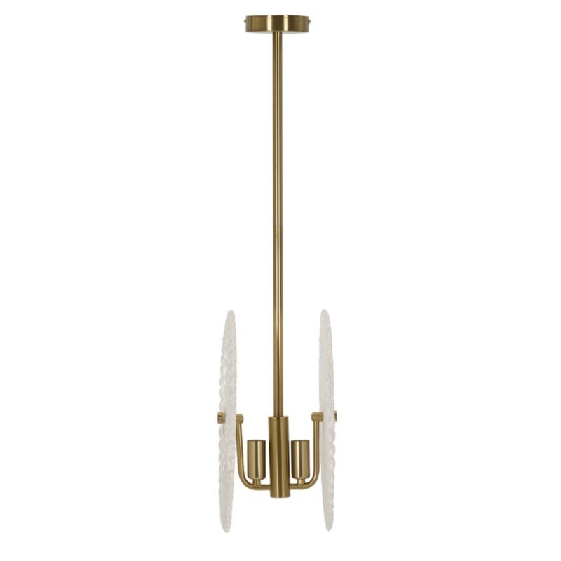 Suspension moderne chic 2 lampes en Verre Blanc Métal Doré Glass 