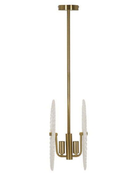 Suspension moderne chic 2 lampes en Verre Blanc Métal Doré Glass 