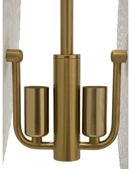 Suspension moderne chic 2 lampes en Verre Blanc Métal Doré Glass 