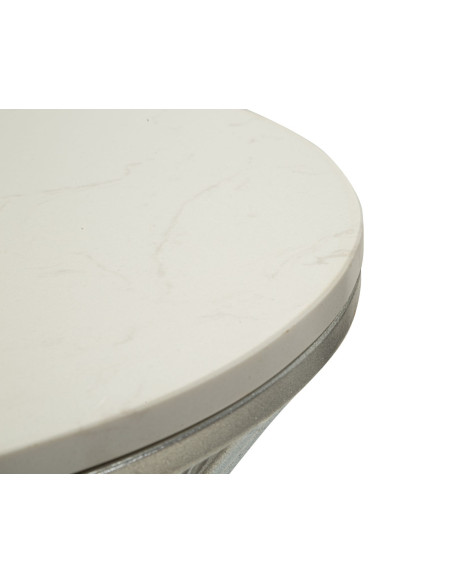 Sellette haute moderne Ronde Hauteur 79 cm en Marbre Blanc Métal Argenté Funnel 