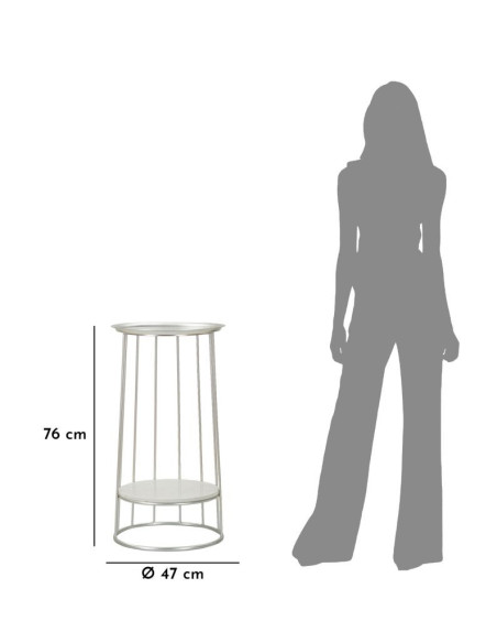 Sellette haute moderne Ronde 1 étagère en Métal Argenté Marbre Blanc Towery 