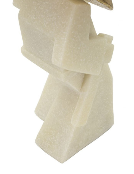 Grande Statuette déco moderne Samouraï Jodan-no-kamae Hauteur 24 cm en Résine Blanc Effet quartz Métal Doré Toku 