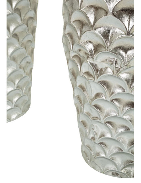 Grand Vase déco haut moderne Rond en Métal Argenté Silvy (Lot de 2) 