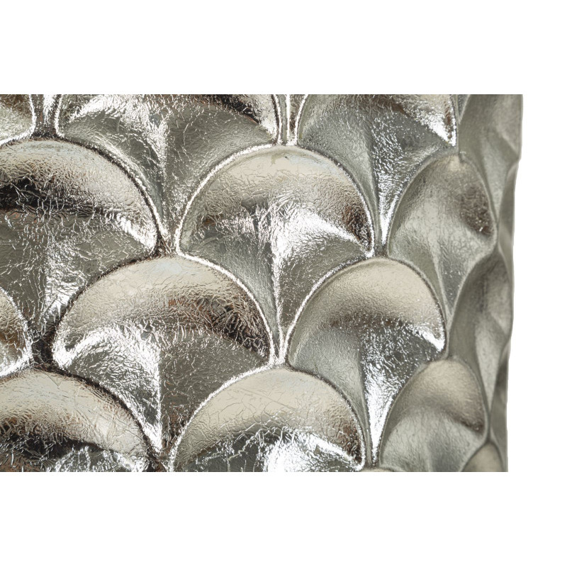 Grand Vase déco haut moderne Rond en Métal Argenté Silvy (Lot de 2) 