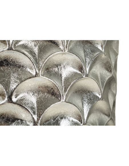 Grand Vase déco haut moderne Rond en Métal Argenté Silvy (Lot de 2) 