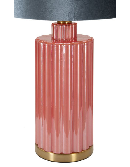 Grande Lampe à poser moderne tour Hauteur 70 cm en Verre Rouge Tissu Bleu Métal Doré Helene 