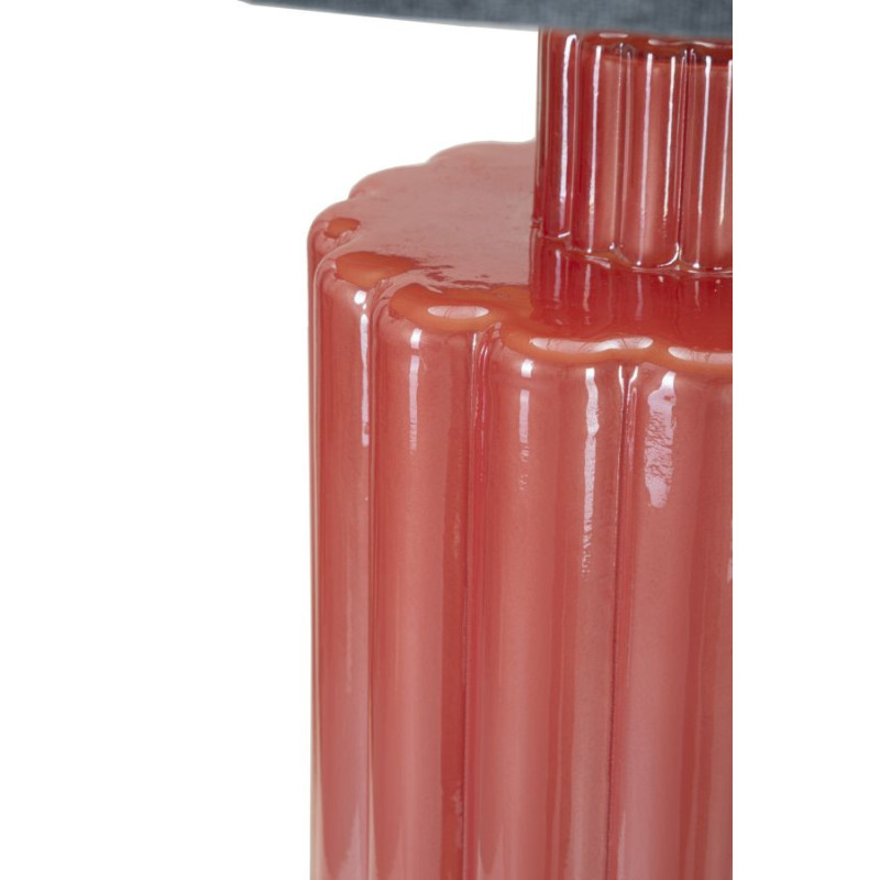 Grande Lampe à poser moderne tour Hauteur 70 cm en Verre Rouge Tissu Bleu Métal Doré Helene 