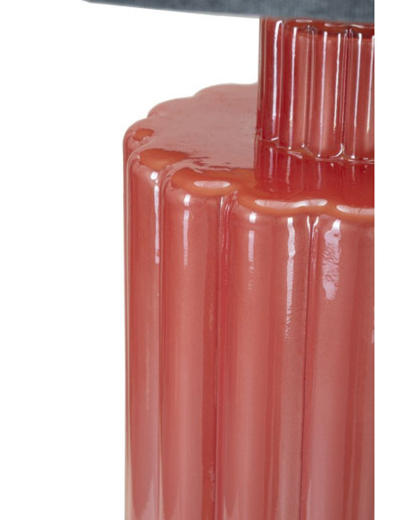 Grande Lampe à poser moderne tour Hauteur 70 cm en Verre Rouge Tissu Bleu Métal Doré Helene 