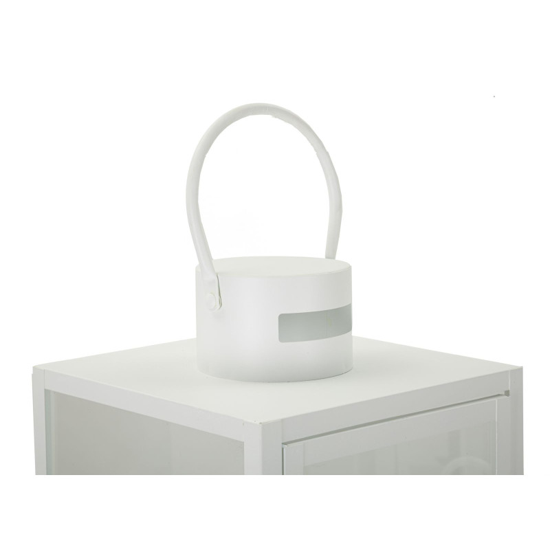 Lanterne à bougie moderne en Métal Blanc Verre Transparent White (Lot de 3) 