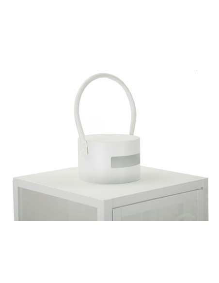 Lanterne à bougie moderne en Métal Blanc Verre Transparent White (Lot de 3) 