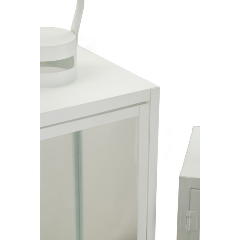 Lanterne à bougie moderne en Métal Blanc Verre Transparent White (Lot de 3) 