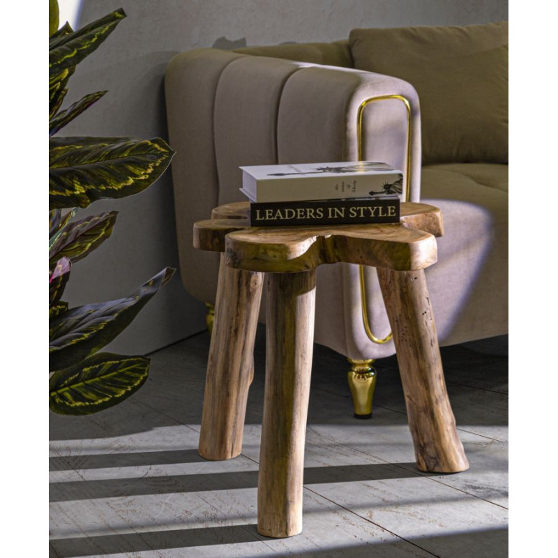 Table basse artisanale ethnique Organique en Bois de teck recyclé Marron Bintang 