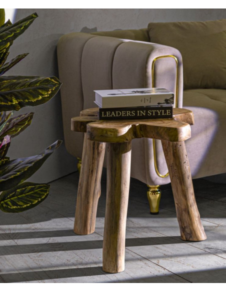 Table basse artisanale ethnique Organique en Bois de teck recyclé Marron Bintang 