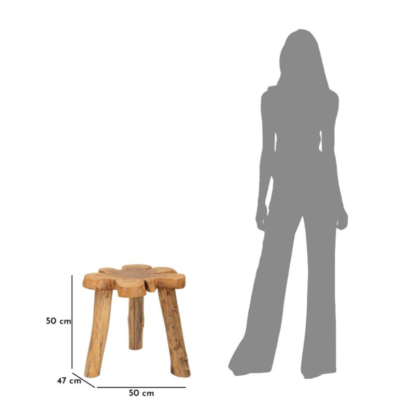 Table basse artisanale ethnique Organique en Bois de teck recyclé Marron Bintang 