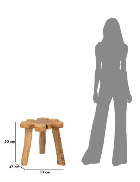 Table basse artisanale ethnique Organique en Bois de teck recyclé Marron Bintang 