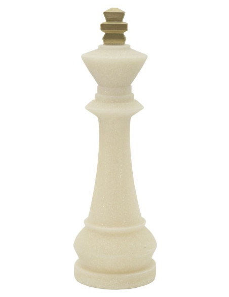 Statuette déco moderne Pièce d'échecs Roi Hauteur 41 cm en Résine Blanc Effet quartz Doré Scacchi 