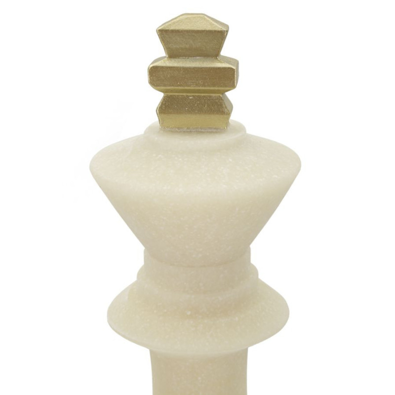 Statuette déco moderne Pièce d'échecs Roi Hauteur 41 cm en Résine Blanc Effet quartz Doré Scacchi 