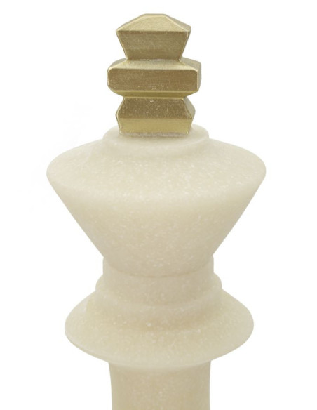 Statuette déco moderne Pièce d'échecs Roi Hauteur 41 cm en Résine Blanc Effet quartz Doré Scacchi 