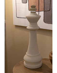 Statuette déco moderne Pièce d'échecs Roi Hauteur 41 cm en Résine Blanc Effet quartz Doré Scacchi 
