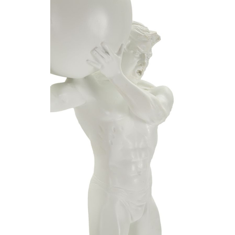 Statue déco moderne Homme avec globe Hauteur 50 cm en Résine Blanc Atlas - 4
