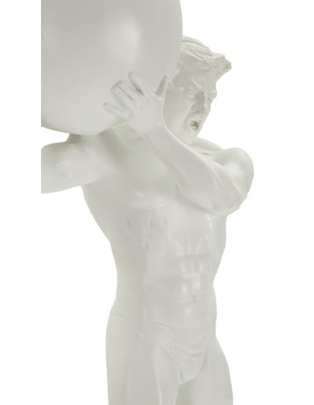 Statue déco moderne Homme avec globe Hauteur 50 cm en Résine Blanc Atlas - 4