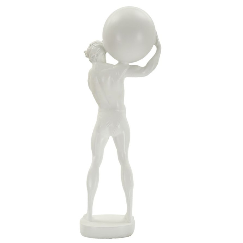 Statue déco moderne Homme avec globe Hauteur 50 cm en Résine Blanc Atlas - 5