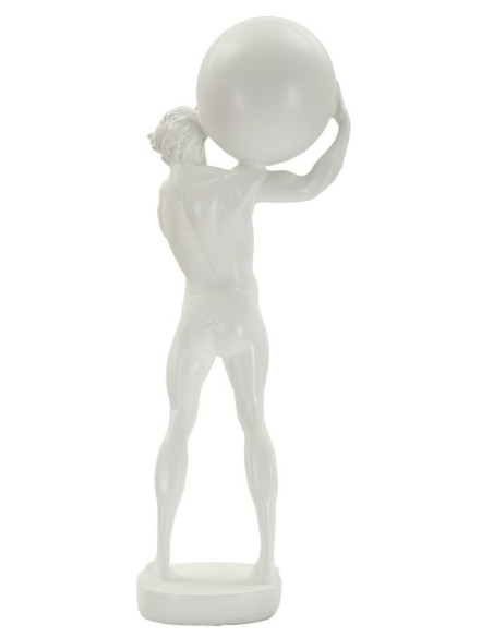 Statue déco moderne Homme avec globe Hauteur 50 cm en Résine Blanc Atlas - 5