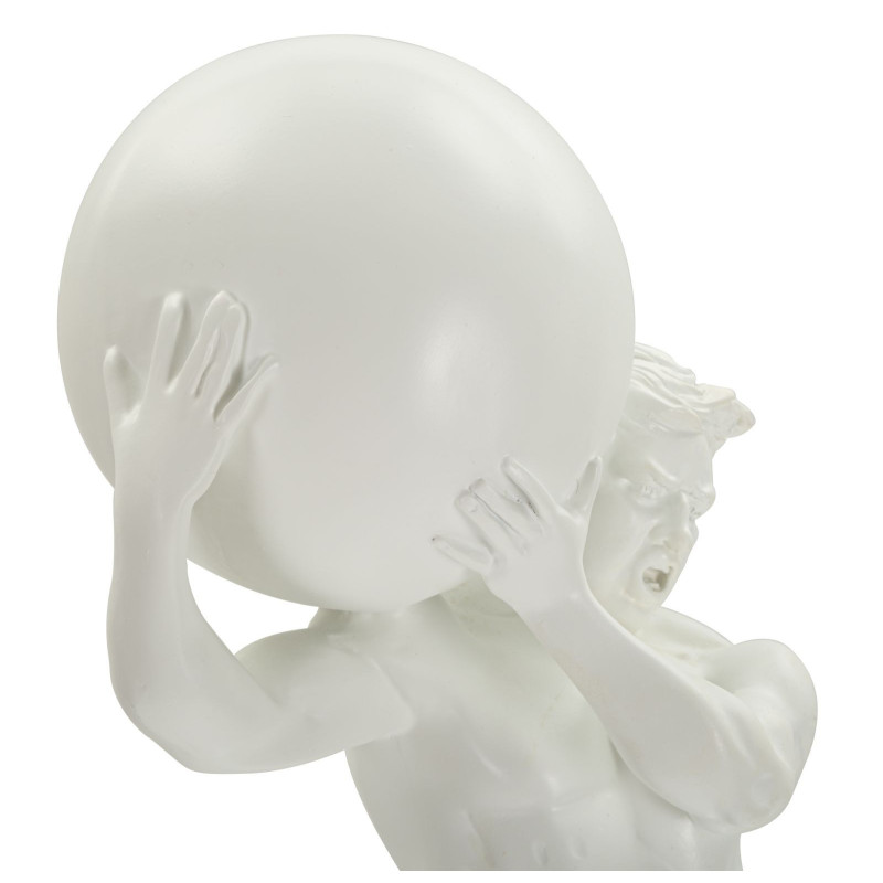 Statue déco moderne Homme avec globe Hauteur 50 cm en Résine Blanc Atlas - 6