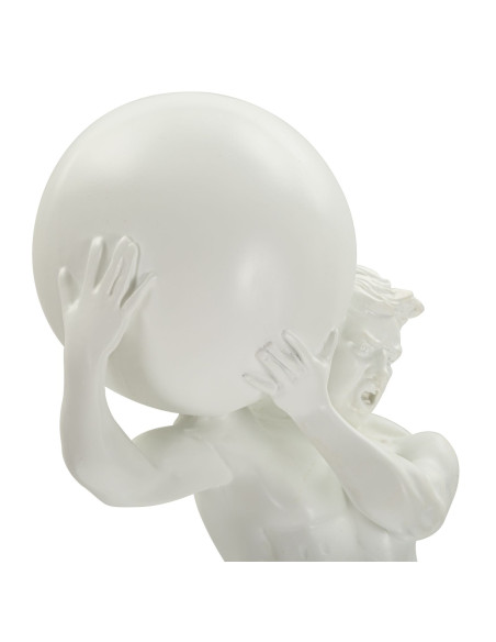 Statue déco moderne Homme avec globe Hauteur 50 cm en Résine Blanc Atlas - 6