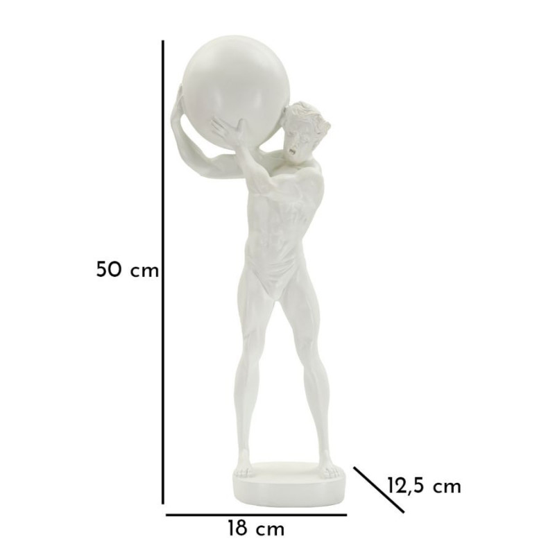 Statue déco moderne Homme avec globe Hauteur 50 cm en Résine Blanc Atlas - 8