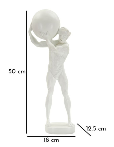 Statue déco moderne Homme avec globe Hauteur 50 cm en Résine Blanc Atlas - 8
