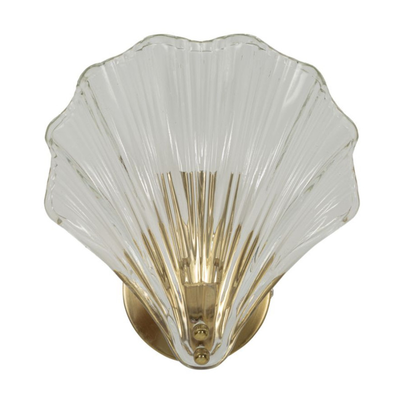 Applique murale moderne Coquillage Hauteur 22 cm en Verre Semi-transparent Métal Doré Shell 