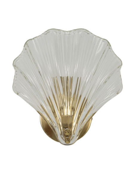 Applique murale moderne Coquillage Hauteur 22 cm en Verre Semi-transparent Métal Doré Shell 