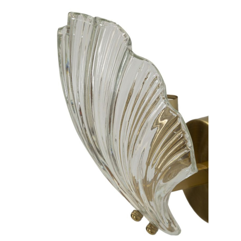 Applique murale moderne Coquillage Hauteur 22 cm en Verre Semi-transparent Métal Doré Shell 