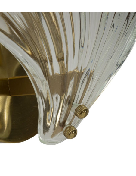 Applique murale moderne Coquillage Hauteur 22 cm en Verre Semi-transparent Métal Doré Shell 