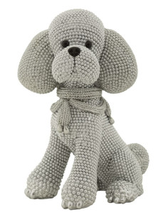 Statuette déco moderne Caniche assis en Résine Argenté Brillant Sparky Mauro Ferretti - 1
