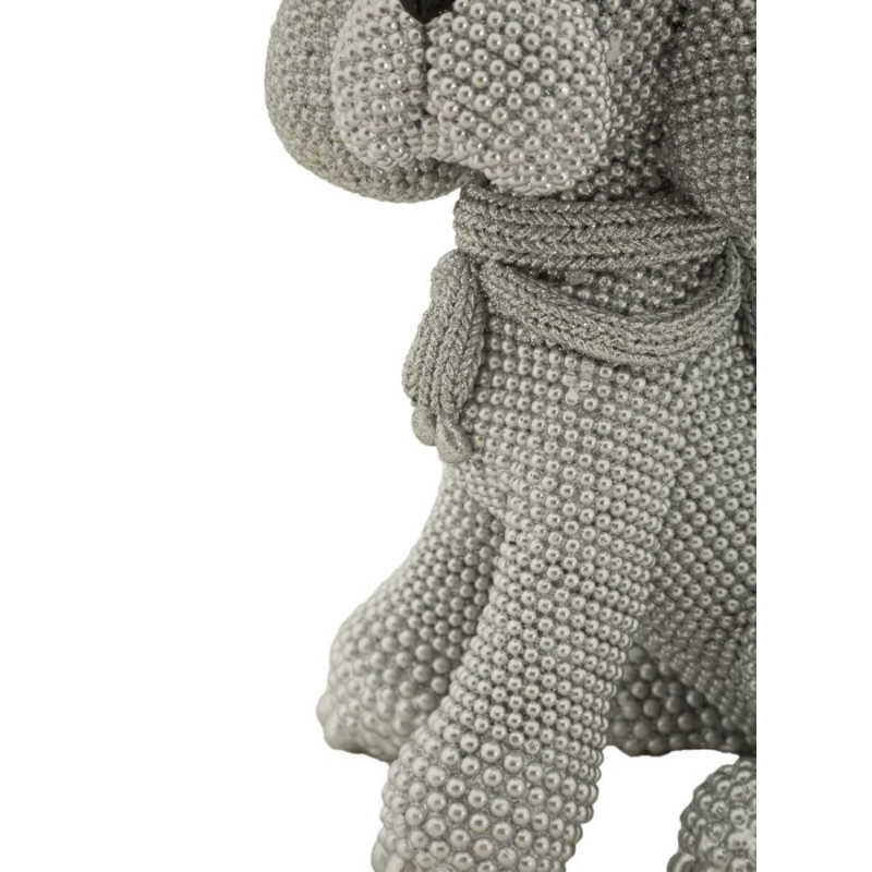 Statuette déco moderne Caniche assis en Résine Argenté Brillant Sparky Mauro Ferretti - 4